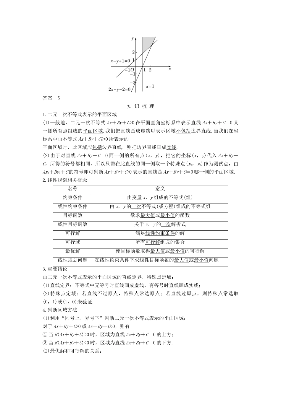 （江苏专用）高考数学大一轮复习 第七章 不等式 第41讲 简单的线性规划学案-人教版高三全册数学学案_第2页