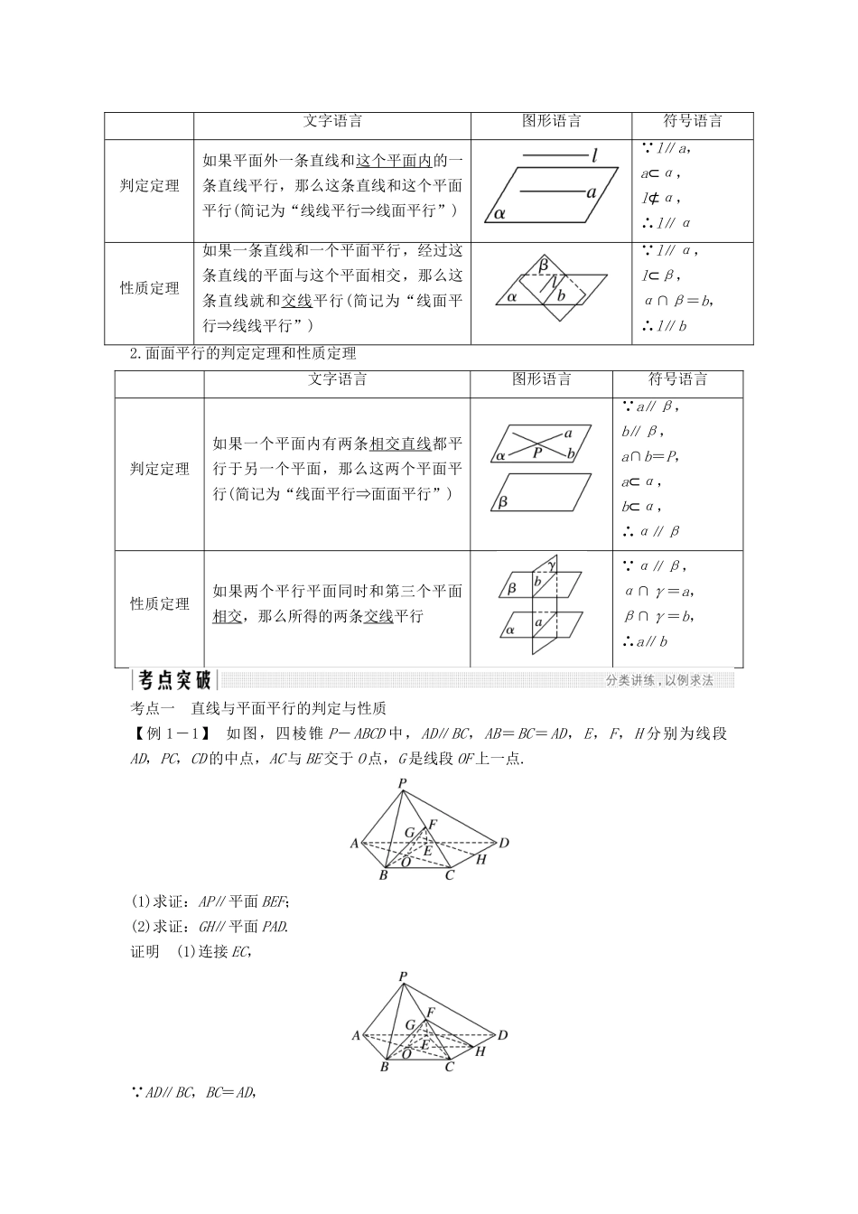 （江苏专用）高考数学大一轮复习 第八章 立体几何初步 第46讲 线面平行与面面平行学案-人教版高三全册数学学案_第2页