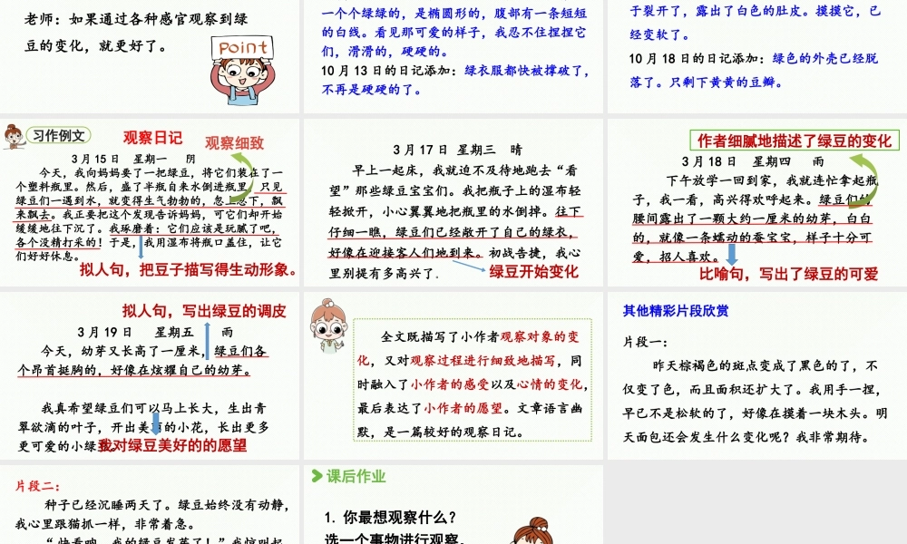 2025秋最新教材统编版语文四年级（上）第三单元-《习作：我的观察日记》第2课时【课件】