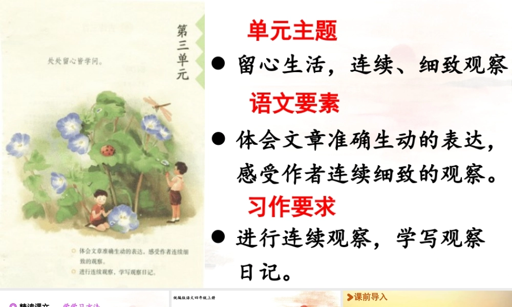 2025秋最新教材统编版语文四年级（上）第三单元-9《古诗三首》第1课时【课件】