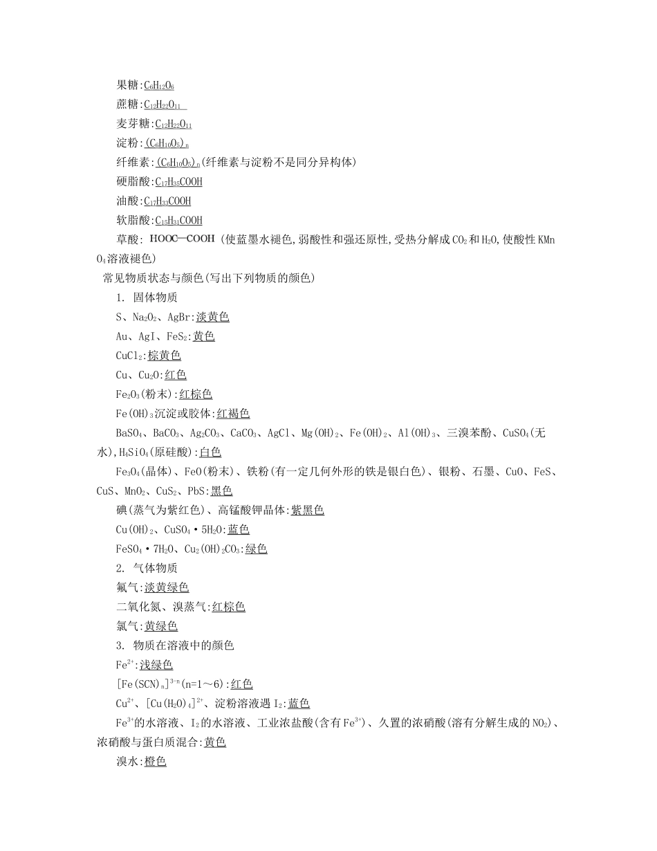 （江苏专用）高考化学二轮复习 重要的课本知识素材-人教版高三全册化学素材_第3页