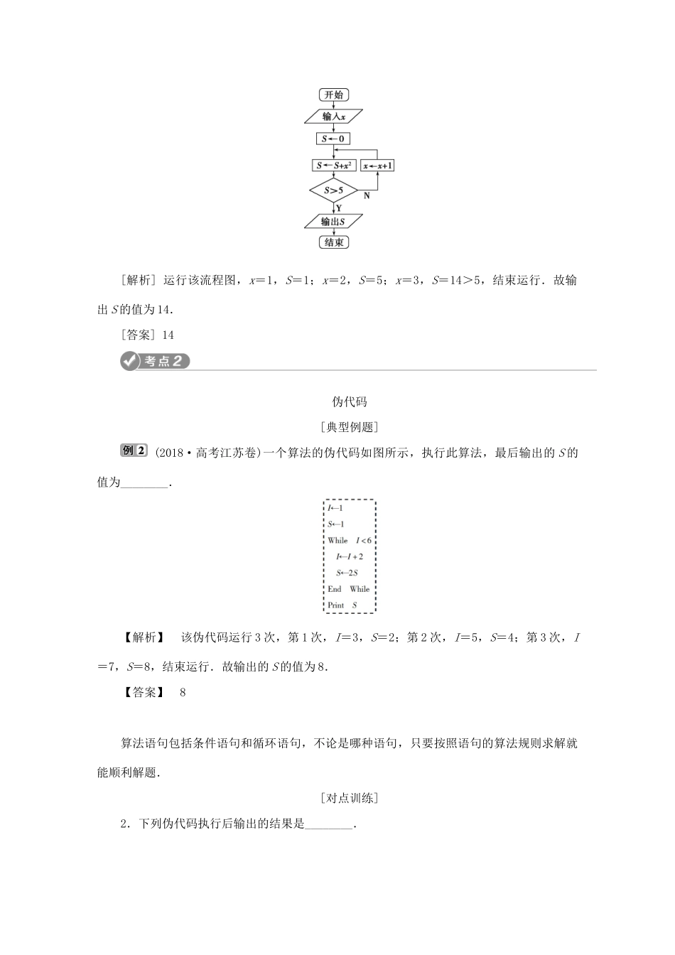 （江苏专用）高考数学二轮复习 专题六 概率、统计、复数、算法、推理与证明 第4讲 算法初步学案 文 苏教版-苏教版高三全册数学学案_第3页