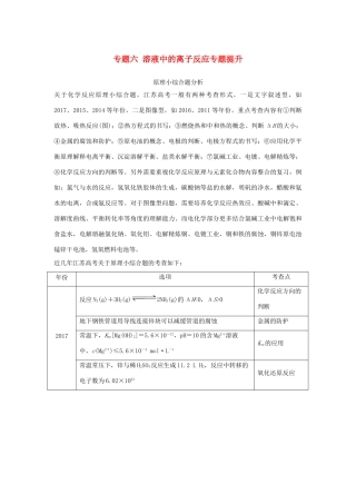 （江苏专用）高考化学一轮复习 专题六 溶液中的离子反应专题提升学案-人教版高三全册化学学案