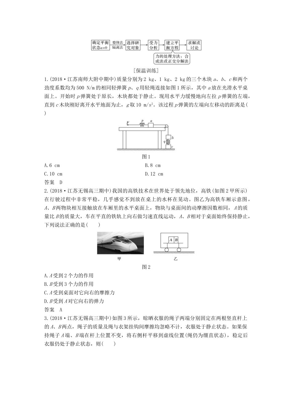 （江苏专用）高考物理二轮复习 要点回扣 专题3 相互作用学案-人教版高三全册物理学案_第2页