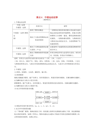 （江苏专用）高考物理二轮复习 要点回扣 专题4 牛顿运动定律学案-人教版高三全册物理学案