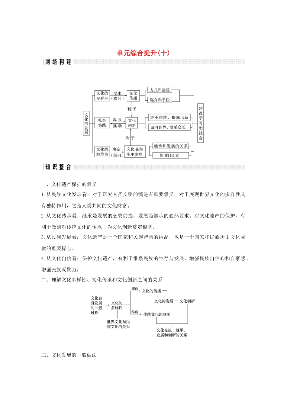 （江苏专用）高考政治总复习 单元综合提升（十）教案-人教版高三全册政治教案_第1页