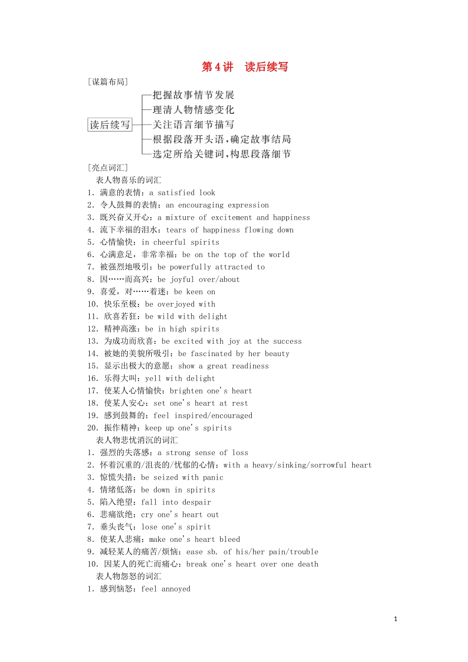 （江苏专用）新高考英语一轮复习 层级4 类别构建 第4讲 读后续写教学案 牛津译林版-牛津版高三全册英语教学案_第1页