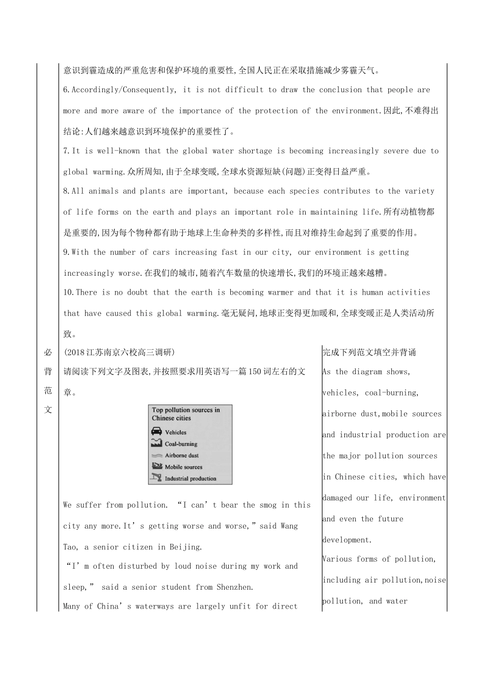 （江苏专用）高考英语 考前冲刺 话题词汇九 环境保护学案 新人教版-新人教版高三全册英语学案_第3页