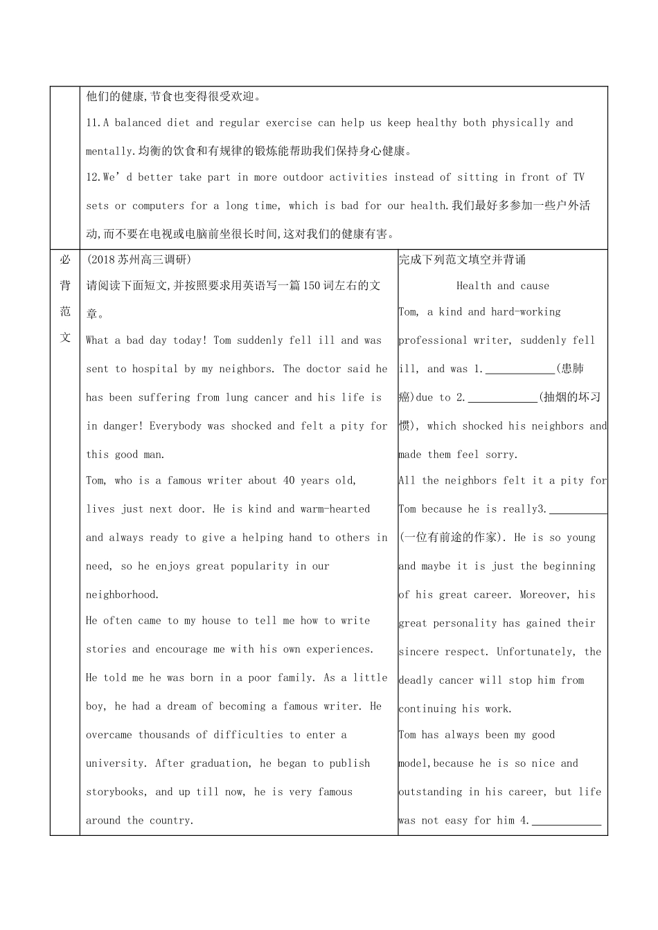 （江苏专用）高考英语 考前冲刺 话题词汇三 饮食与健康学案 新人教版-新人教版高三全册英语学案_第3页