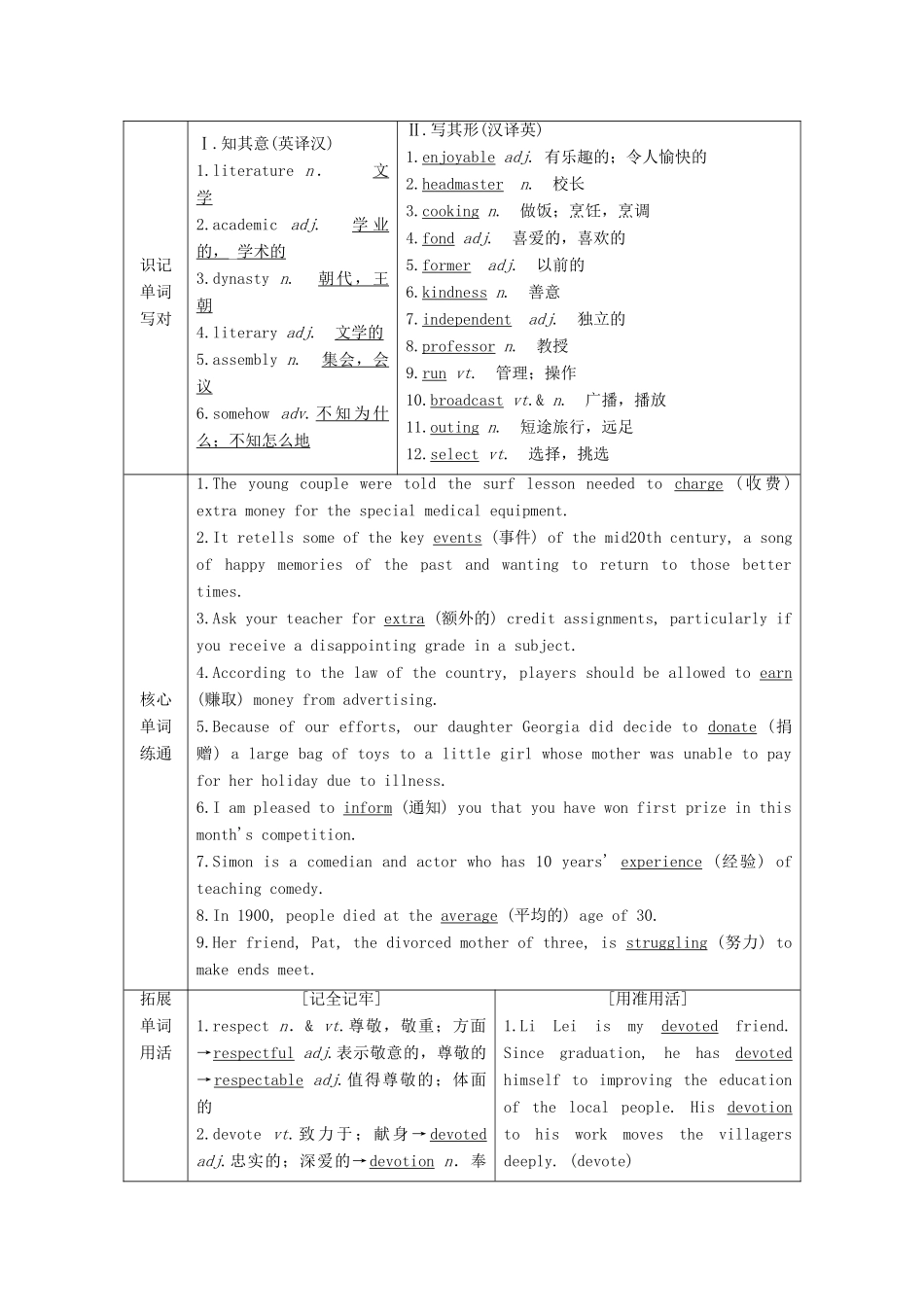 （江苏专用）高考英语一轮复习 Unit 1 School life学案（含解析）牛津译林版必修1-牛津版高三必修1英语学案_第3页