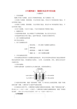 （江苏选考）新高考化学一轮复习 专题6 化学反应与能量变化 5 小专题突破5 隔膜在电化学中的功能教学案 苏教版-苏教版高三全册化学教学案