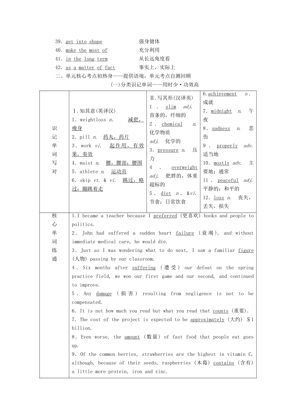 （江苏专用）高考英语一轮复习 Unit 3 Looking good feeling good学案（含解析）牛津译林版必修1-牛津版高三必修1英语学案_第3页