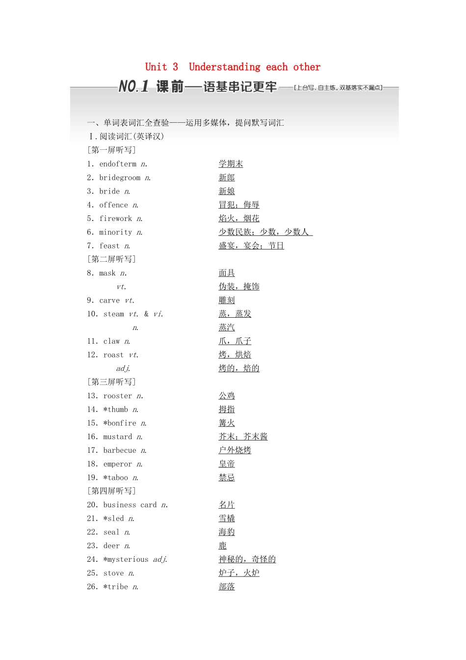 （江苏专用）高考英语一轮复习 Unit 3 Understanding each other学案（含解析）牛津译林版选修6-牛津版高三选修6英语学案_第1页