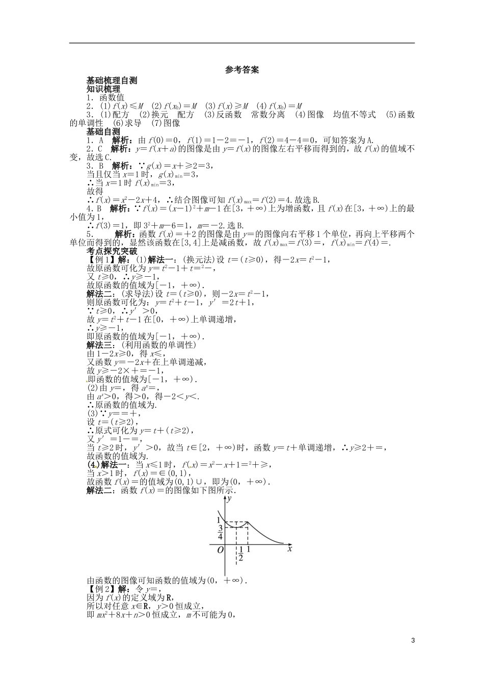（江西版）2013年高考数学总复习 第二章2.3 函数的值域与最值教案 理 北师大版_第3页
