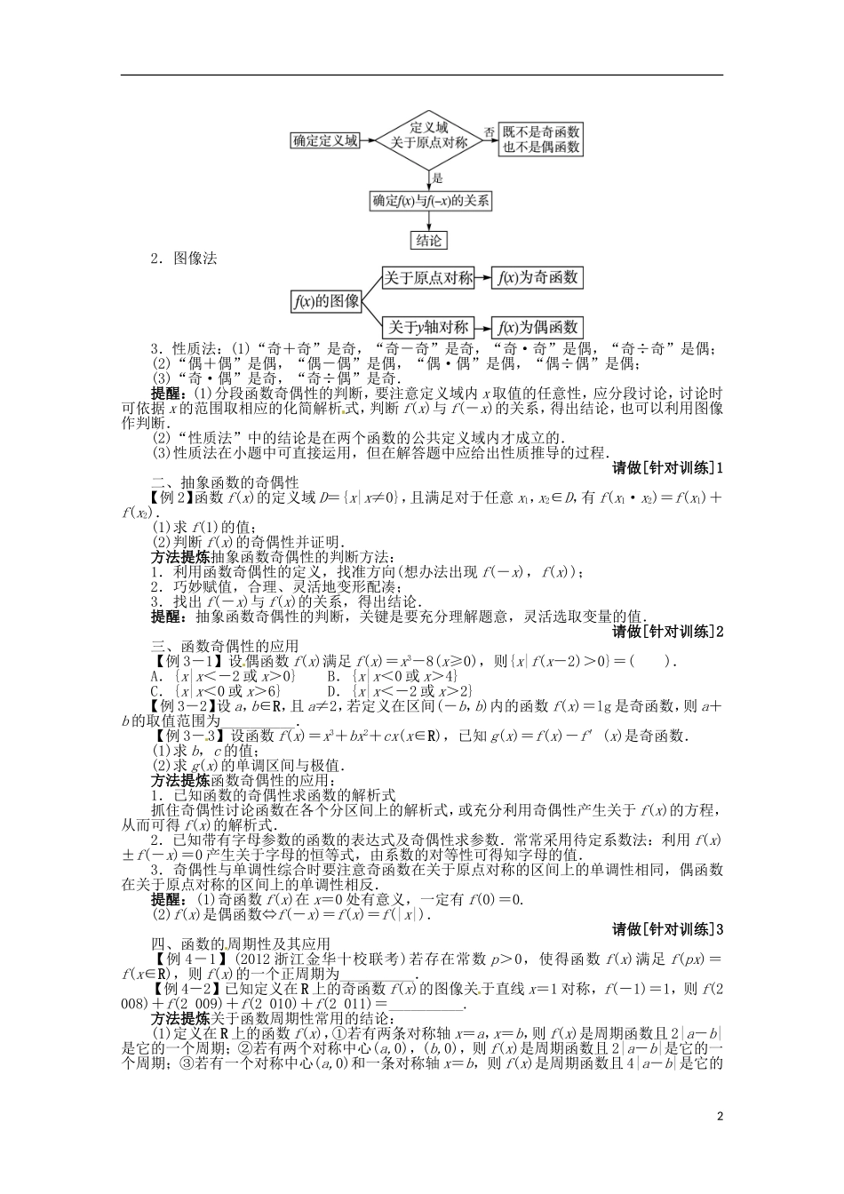 （江西版）2013年高考数学总复习 第二章2.5 函数的奇偶性与周期性教案 理 北师大版_第2页