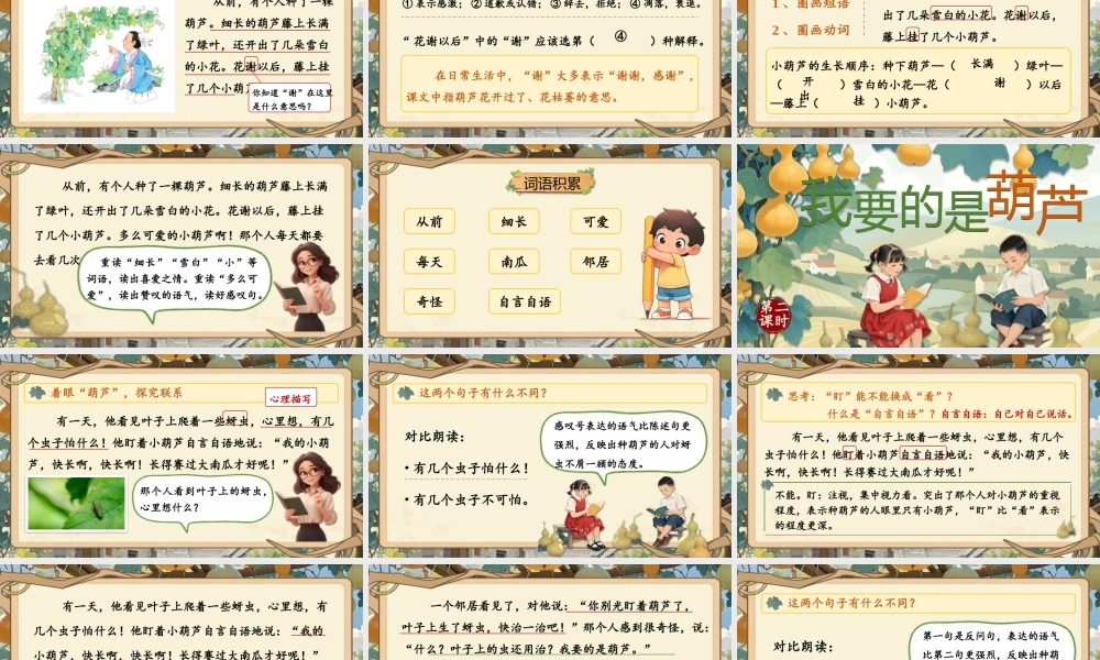 【25秋】统编版小学语文二年级上册-阅读13.《我要的是葫芦》课件