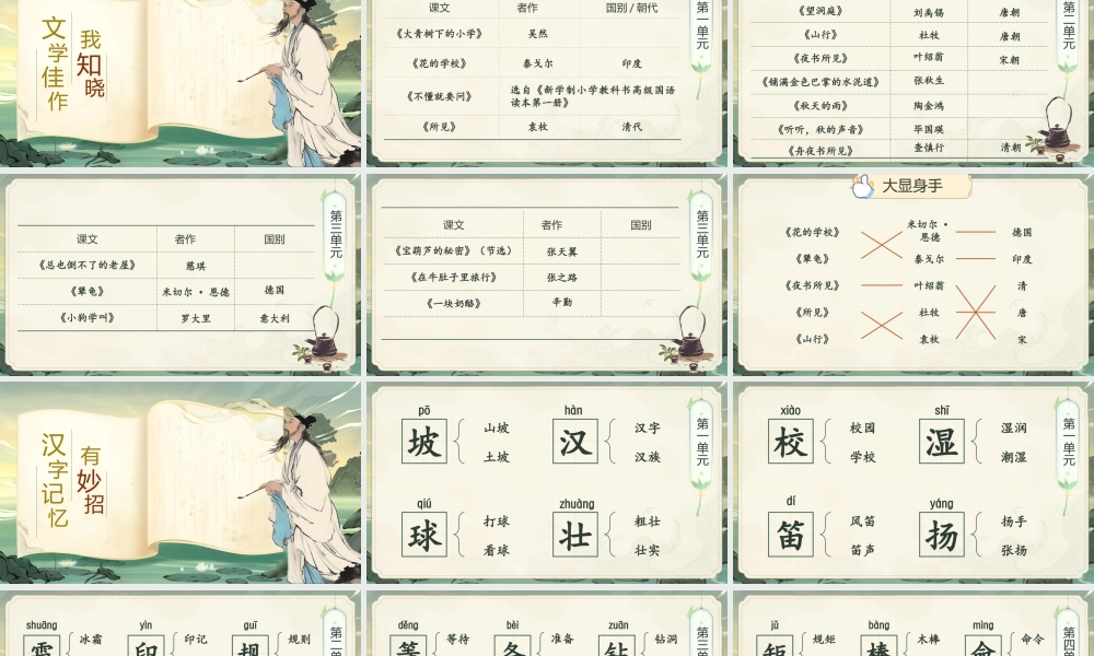 25秋统编版语文三年级上册第5单元《期中复习》  课件