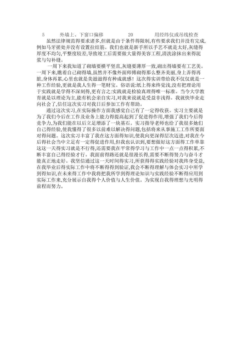 砌筑实训报告_第3页