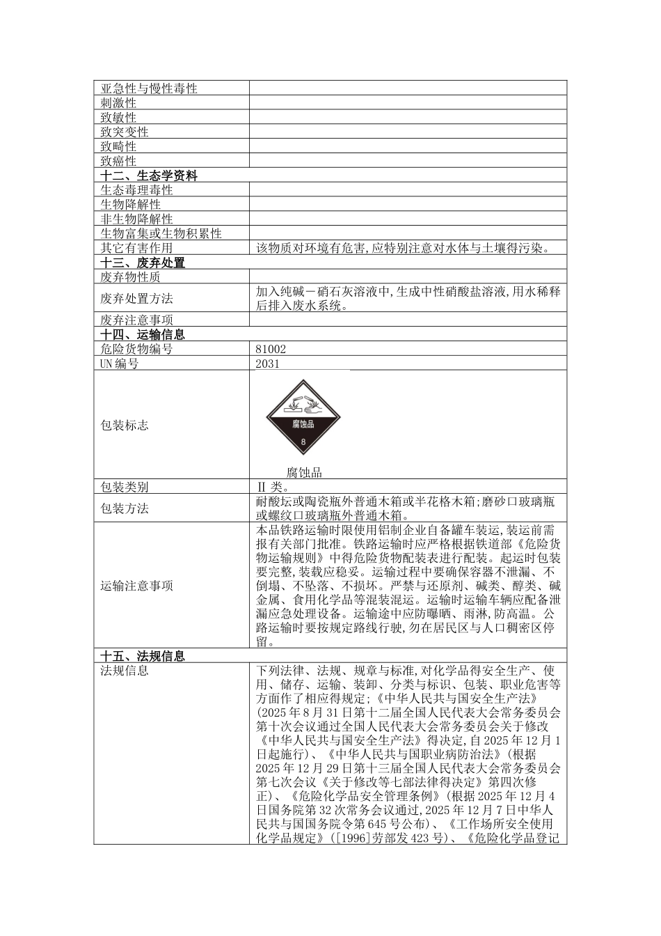 硝酸安全技术说明书2025版_第3页
