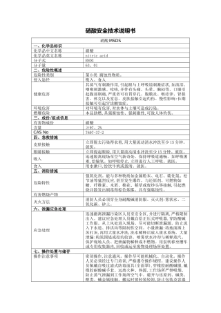 硝酸安全技术说明书2025版