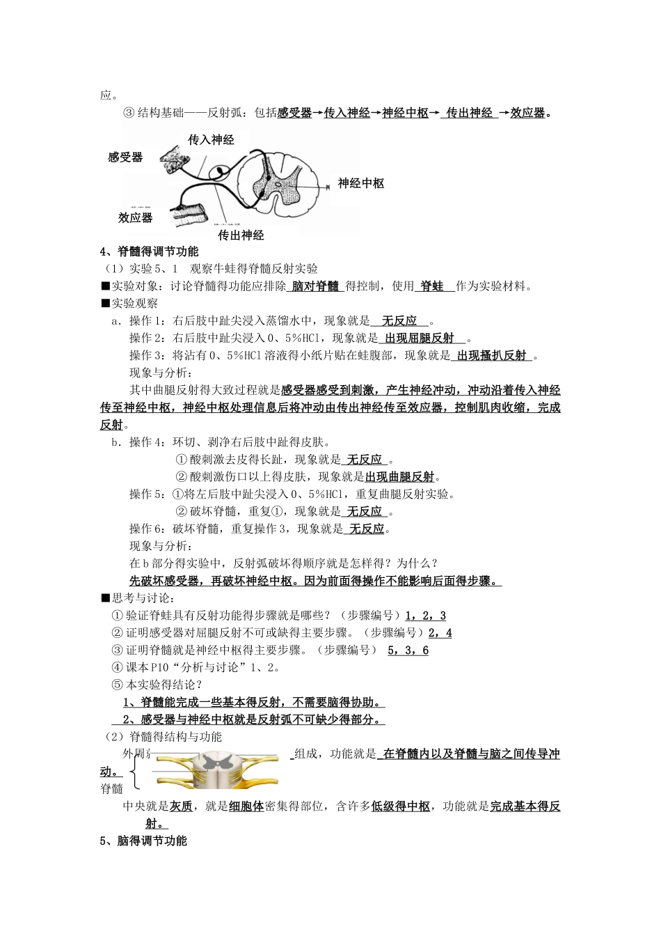 神经系统中信息的传递和调节学案答案_第3页