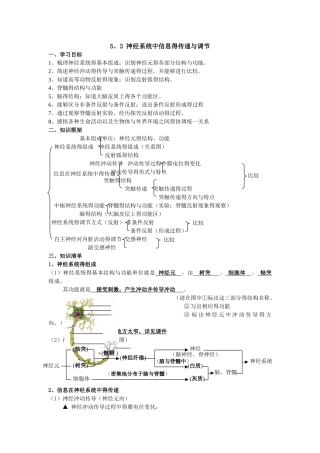 神经系统中信息的传递和调节学案答案