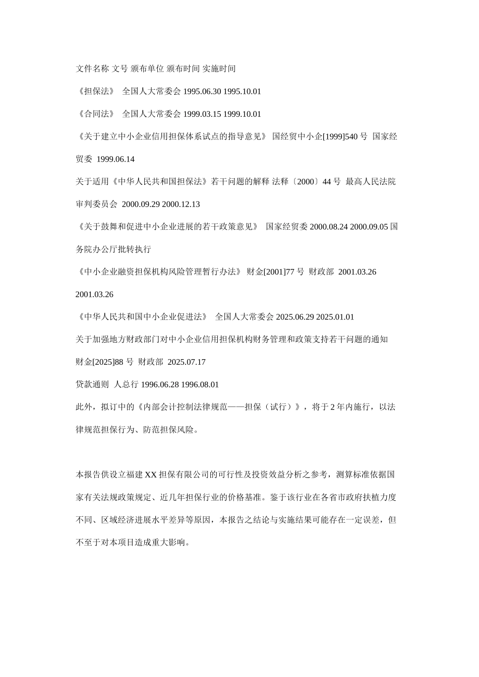 福建XX担保有限公司可行性研究报告_第2页
