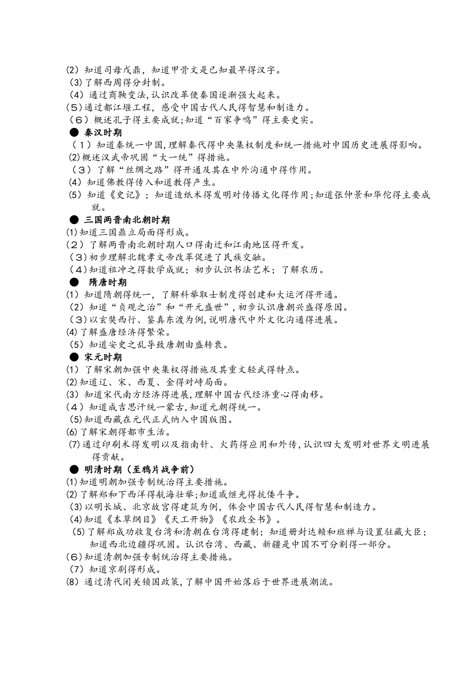 福建省中考历史考纲_第2页