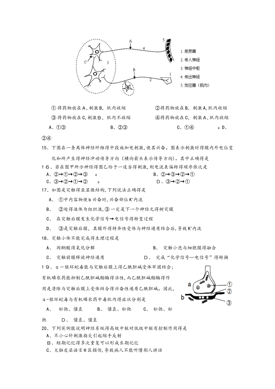福建省东山县第二中学高二生物上学期期中试题_第3页