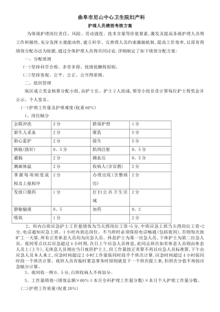 科室绩效考核方案