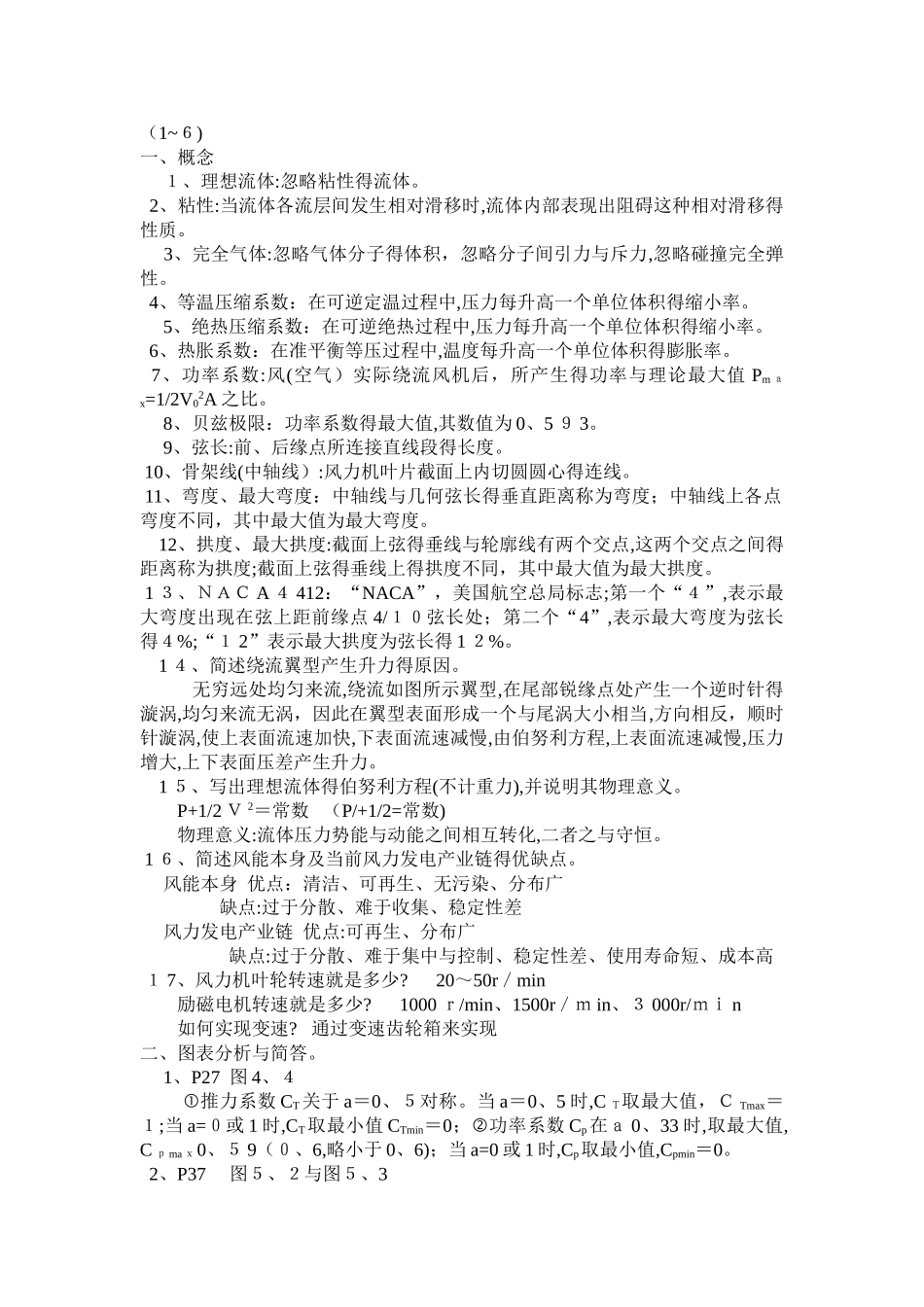 空气动力学考试题与答案_第1页