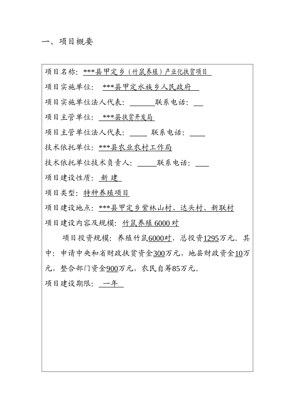 竹鼠养殖产业化扶贫项目申报建议书_第3页