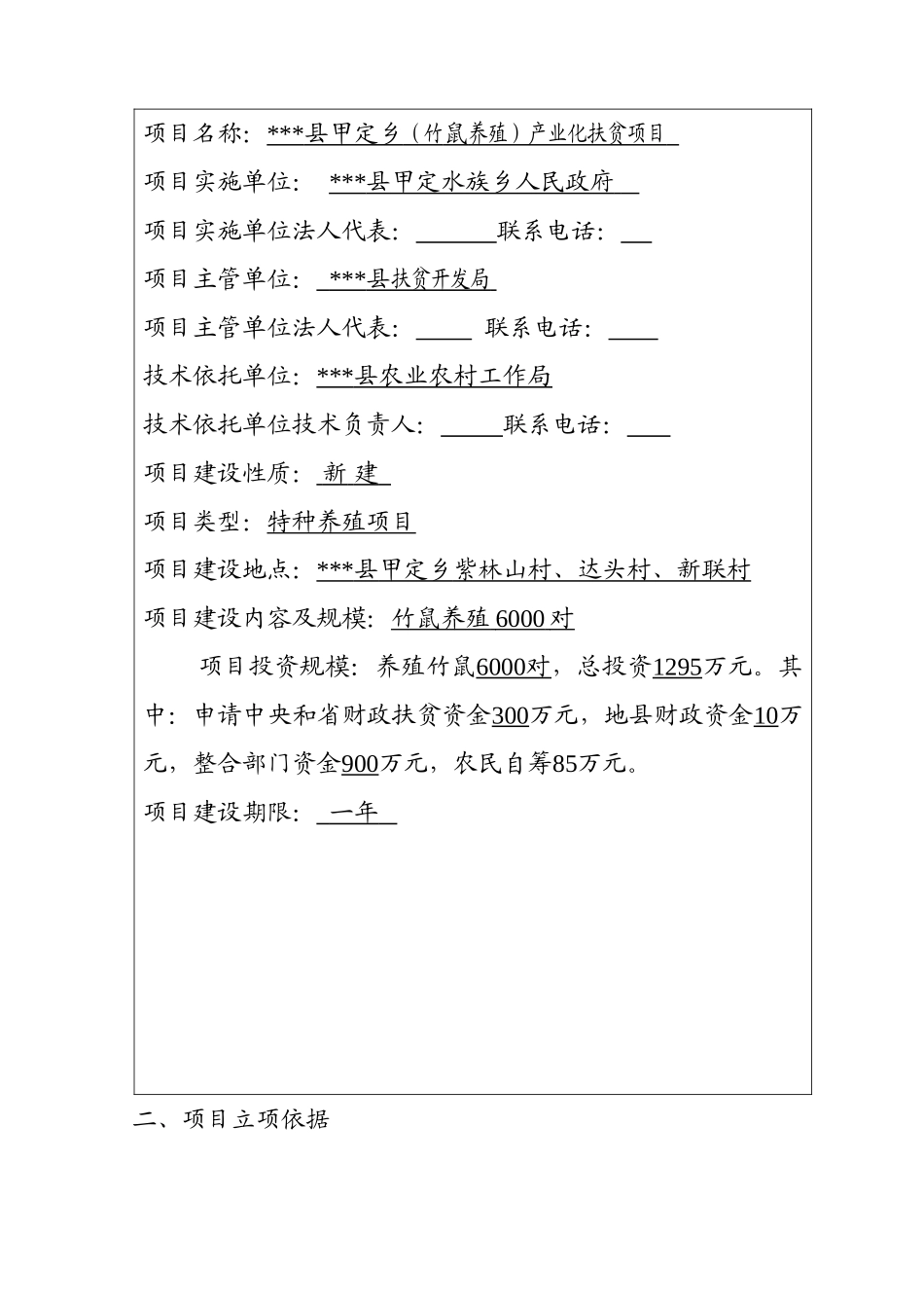 竹鼠养殖产业化扶贫申报建议书_第2页