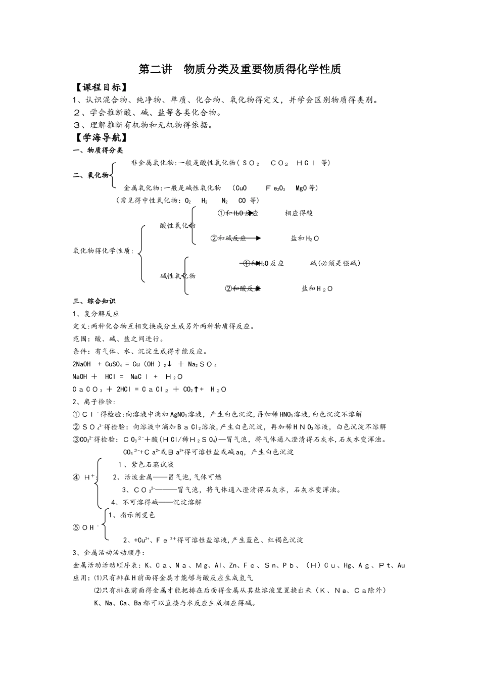 第2讲 物质分类及重要物质的化学性质_第1页