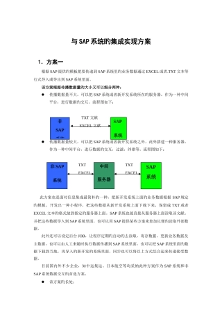 第三方系统与SAP系统集成实现方案