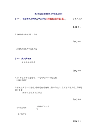 第六章 流动系统的热力学原理及应用