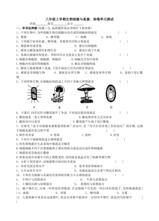 第四、五章_细菌和真菌、病毒测试题
