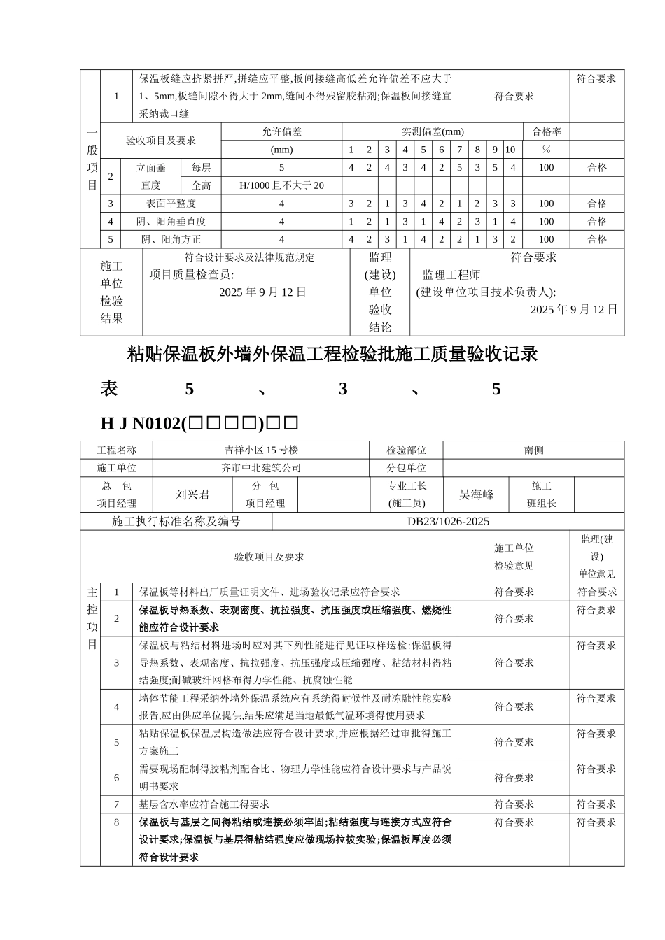 粘贴保温板外墙外保温检验批施工质量验收记录_第2页