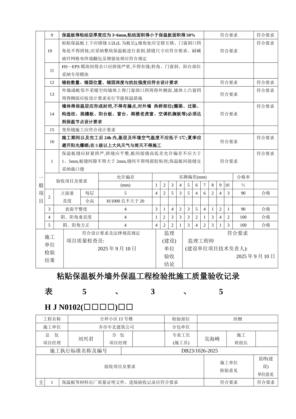 粘贴保温板外墙外保温检验批施工质量验收记录_第3页