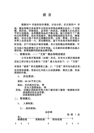 精品连锁店的可行性计划