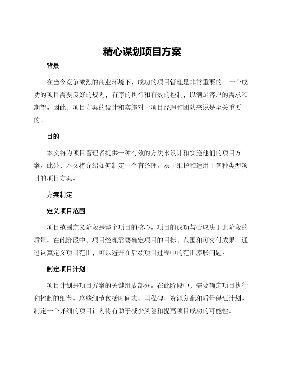 精心谋划项目方案_第1页