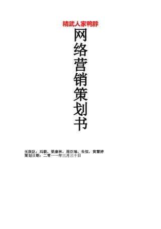 精武人家鸭脖网络营销策划书