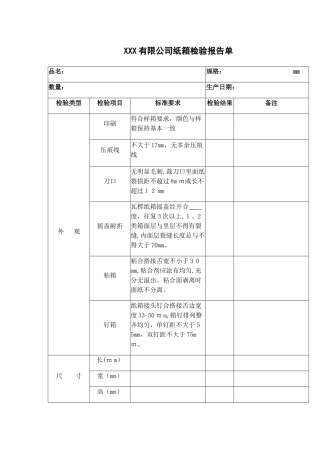 纸箱检测报告
