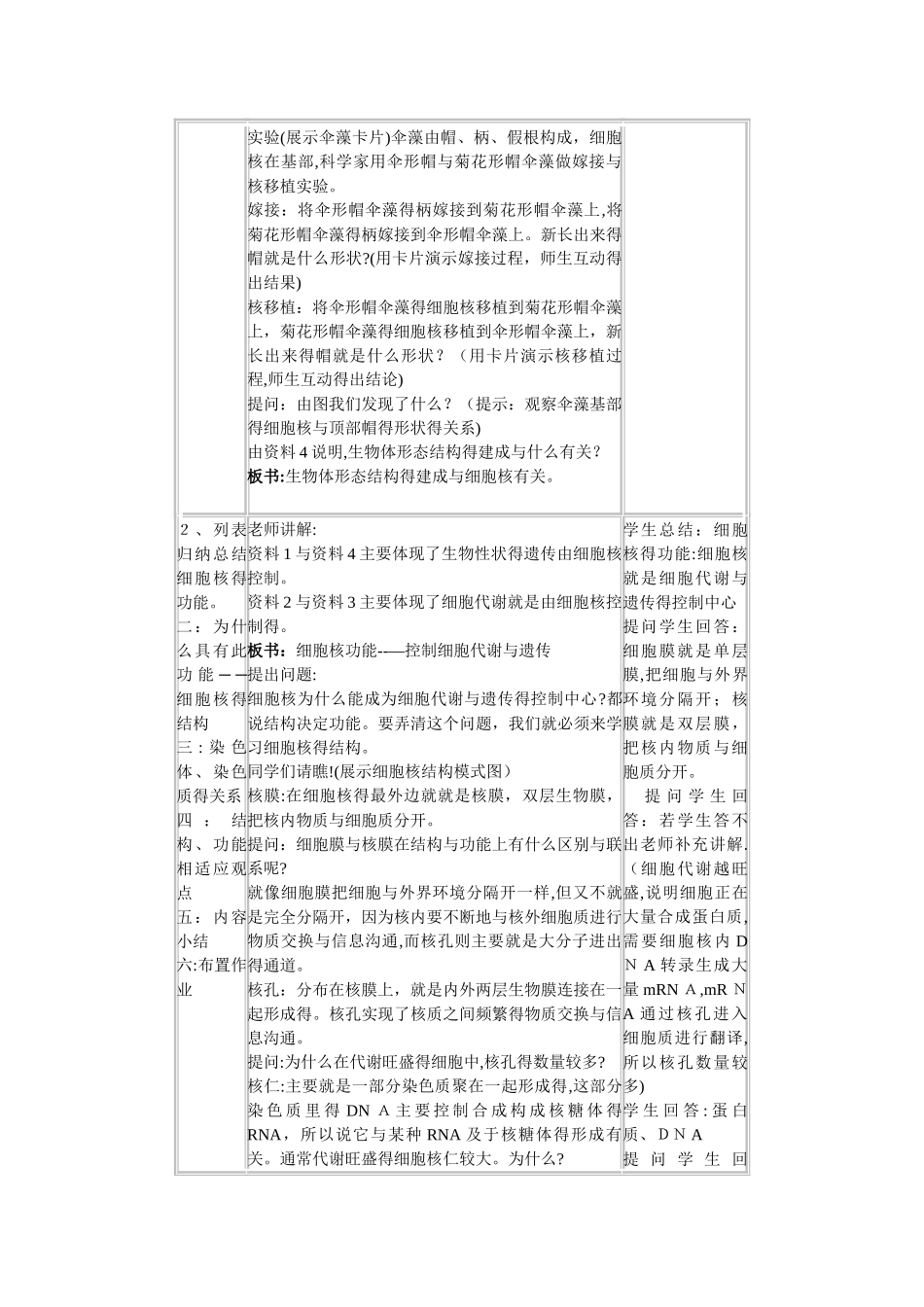 细胞核教学设计_第3页