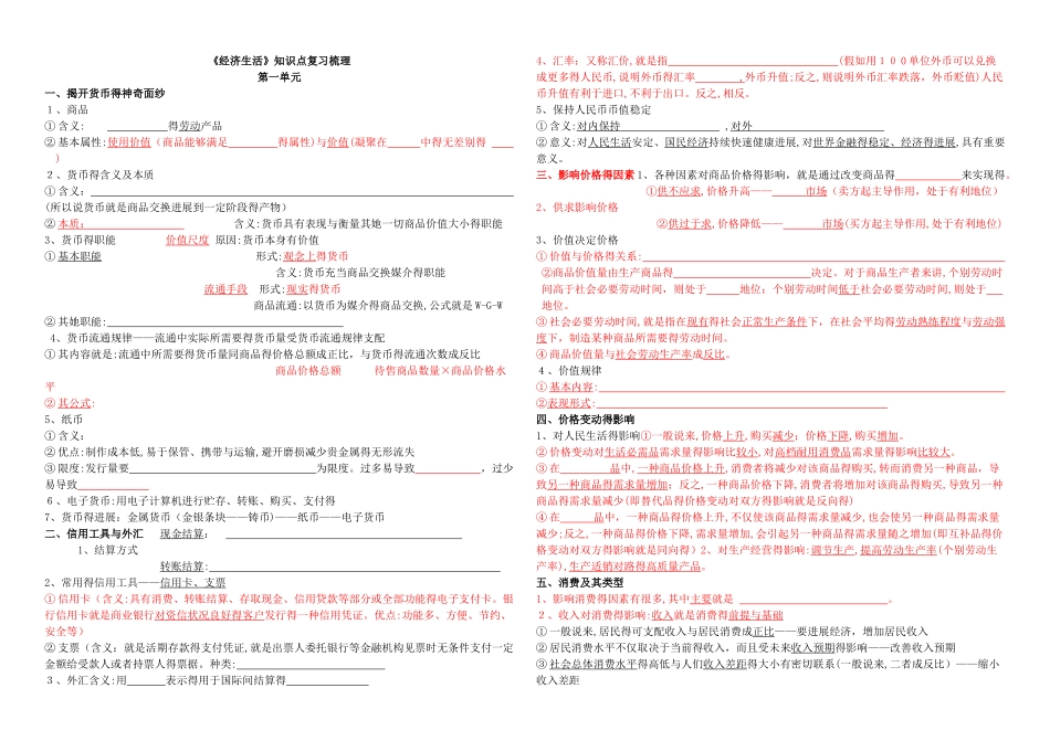 经济生活知识点填空_第1页