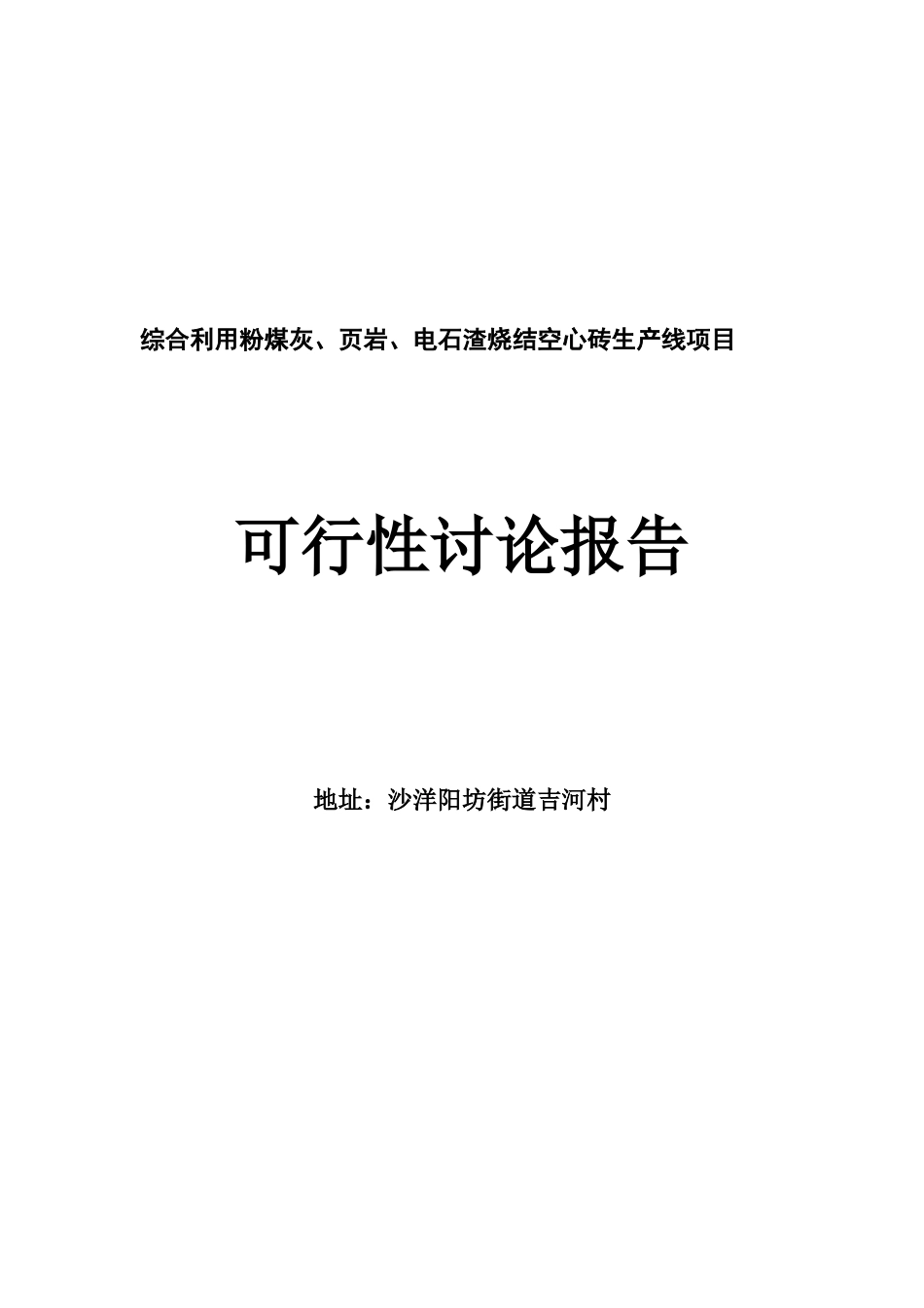 综合利用粉煤灰、页岩、电石渣烧结空心砖生产线可研报告_第1页