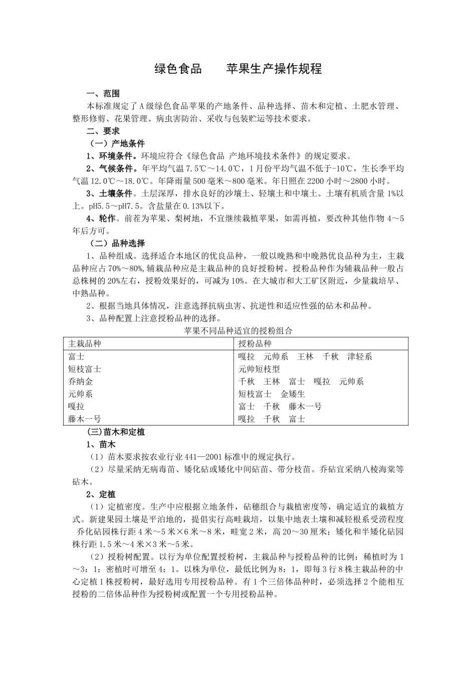 绿色食品苹果生产操作规程_第1页