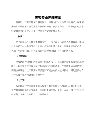 美容专业护理方案