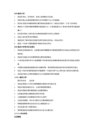 美术史考研历年专业精彩试题