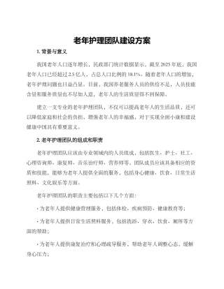 老年护理团队建设方案